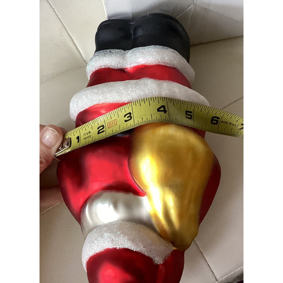 Santa Christmas Tree Ornament Large Mercury Glass 9” In Box Vntg By Roman EUC - Picture 10 of 11